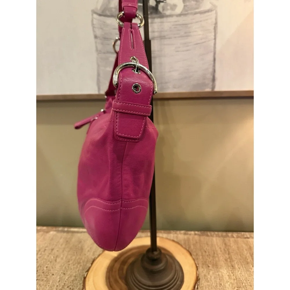 Coach Hobo Top Zip Raspberry Leather‎ Hobo Shoulder Bag  #3651  Rare Authentic